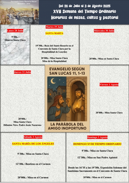 Programacin semanal del 28 de Julio al 3 de Agosto de 2025