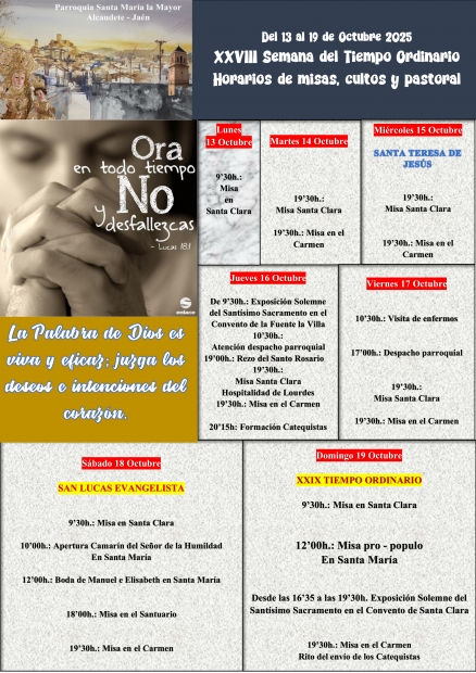 PROGRAMACIN SEMANAL 28 TIEMPO ORDINARIO