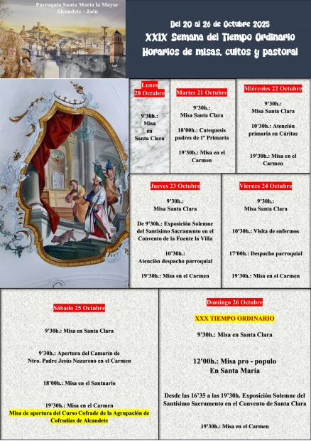 Programacin semanal XXIX Tiempo Ordinario