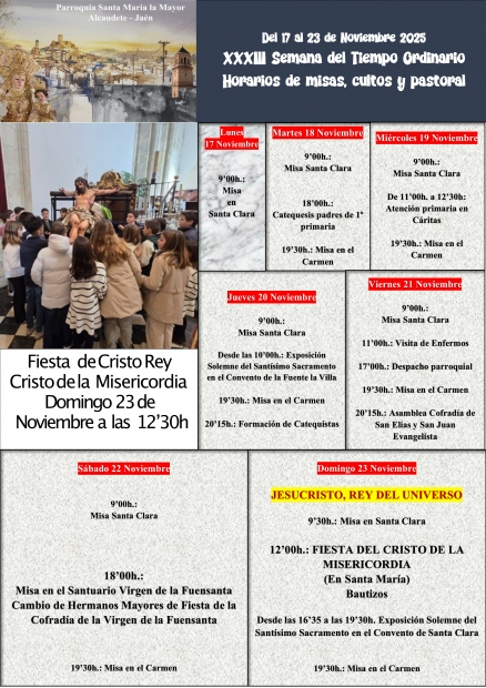 Programacin Semanal 33 Tiempo Ordinario