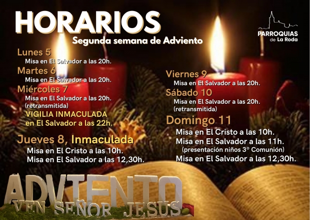 Horarios segunda semana de Adviento
