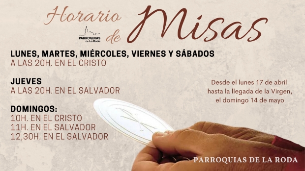 Calendario parroquial de Misas.
