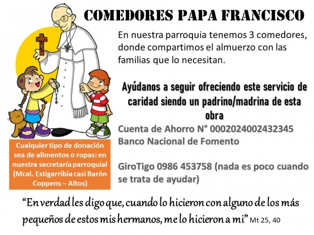 Primer aniversario del III comedor Papa Francisco de nuestra parroquia