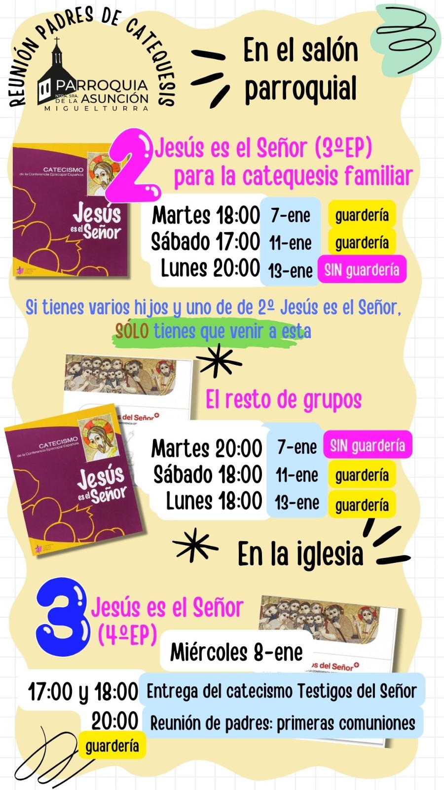 Reuniones de padres de catequesis para enero