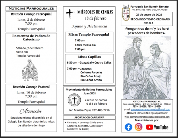 HOJA PARROQUIAL DEL 25 DE ENERO 2026