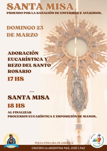 MISA POR LOS ENFERMOS Y AFLIGIDOS. Con Imposicin de Manos.