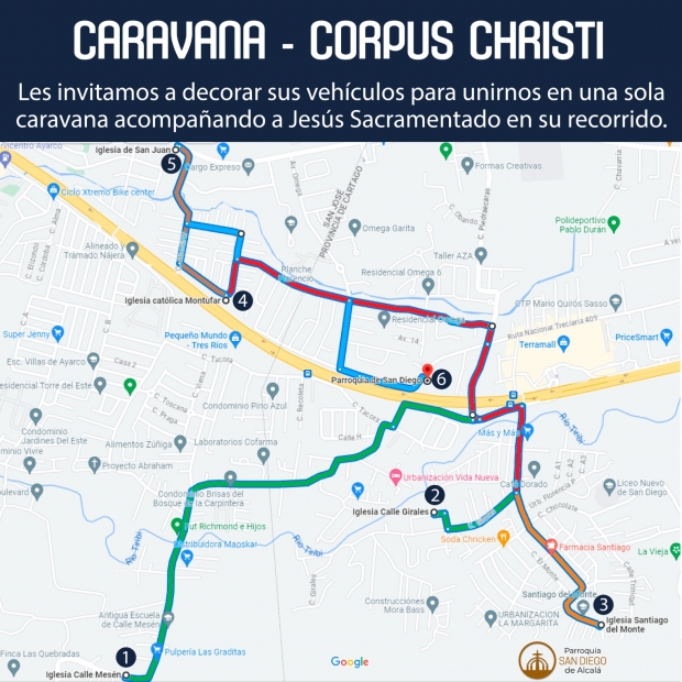 Mapa de la Caravana Corpus Christi 