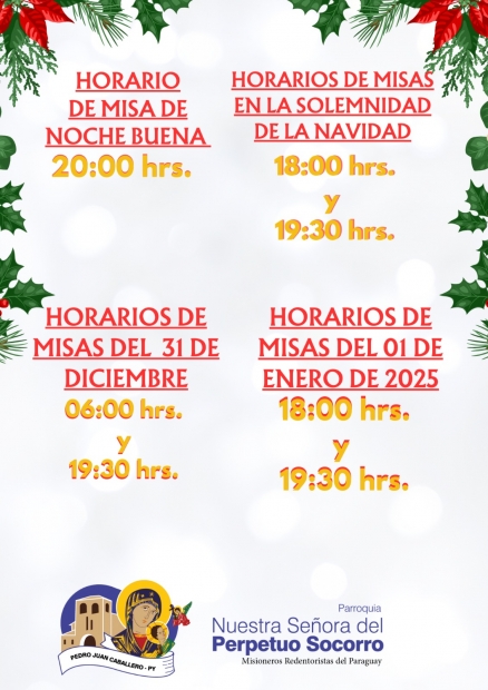 MISAS DE NAVIDAD Y FIN DE AO