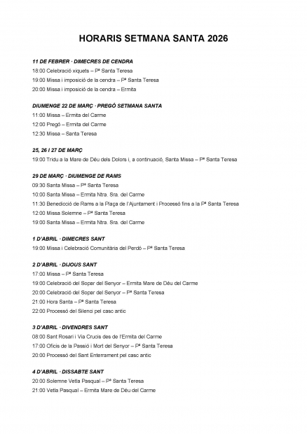 CUARESMA Y SEMANA SANTA 2026