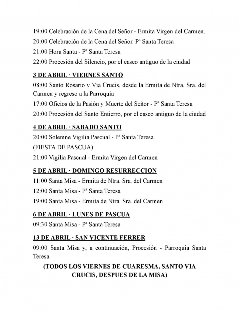 CUARESMA Y SEMANA SANTA 2026
