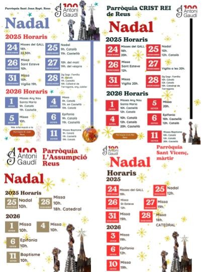 HORARIS CELEBRACIONS DE NADAL