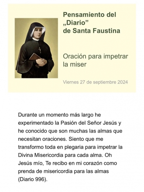 Oraci�n Diaria-Diario Santa Faustina
