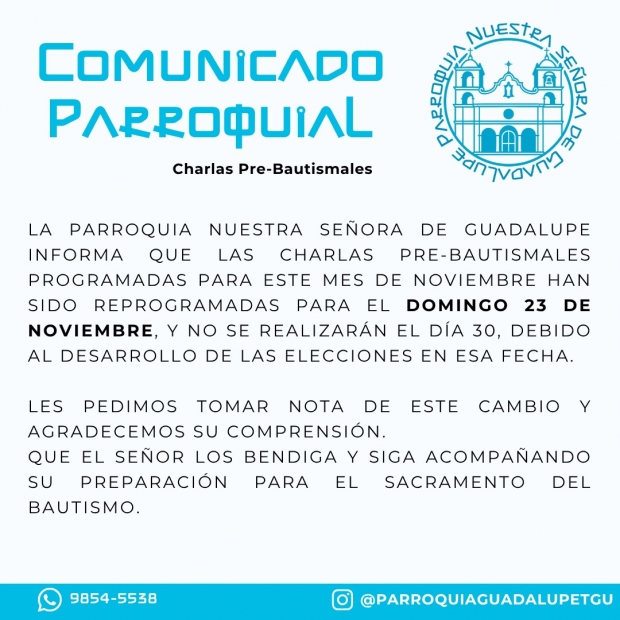 Charlas Pre- Bautismales Noviembre