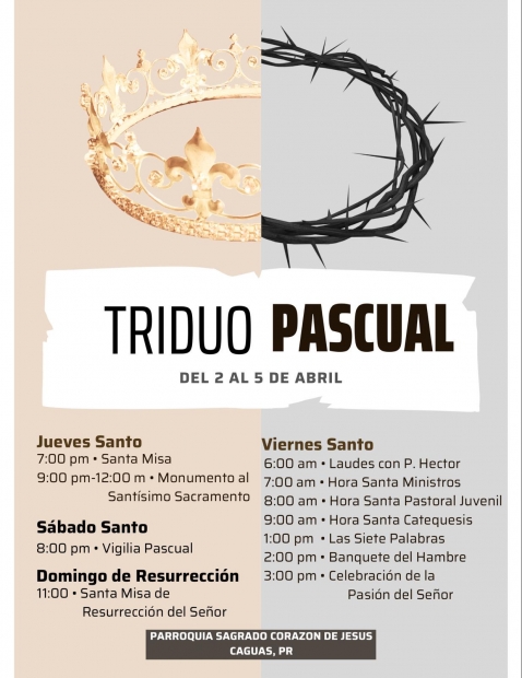 Horario del Triduo Pascual y Domingo de Resurrecci�n 