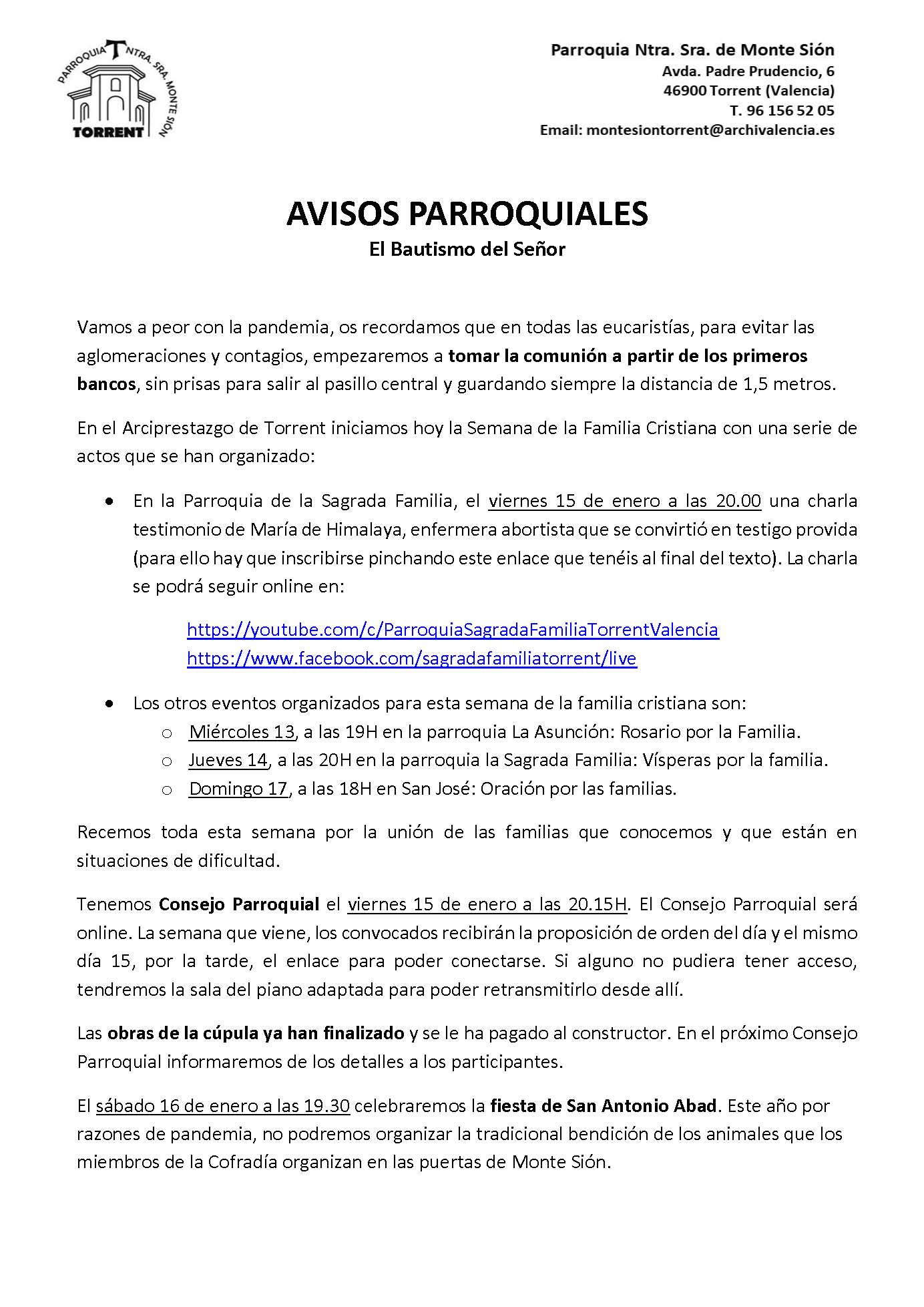 Avisos parroquiales