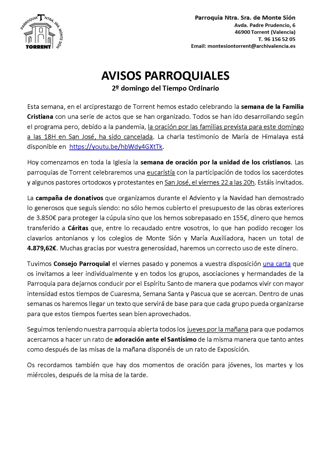 Avisos parroquiales