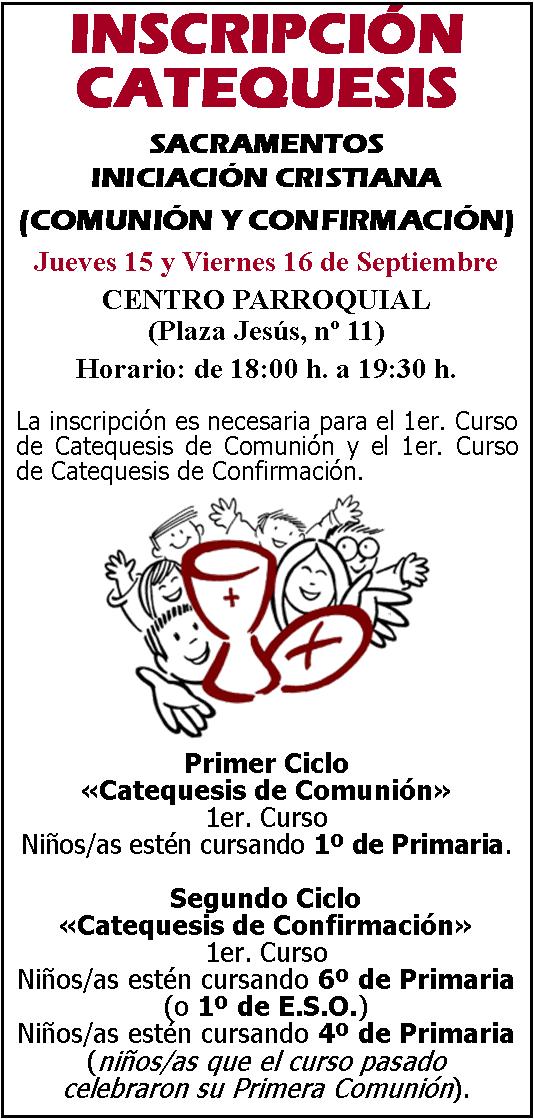 Inscripcin Catequesis Iniciacin Cristiana