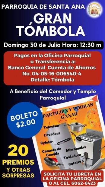 T�mbola parroquial para el sostenimiento de la Obra de evangelizaci�n.