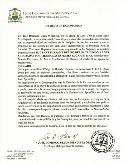 GRAVE E INFAME DELITO DEL SACRILEGIO.
