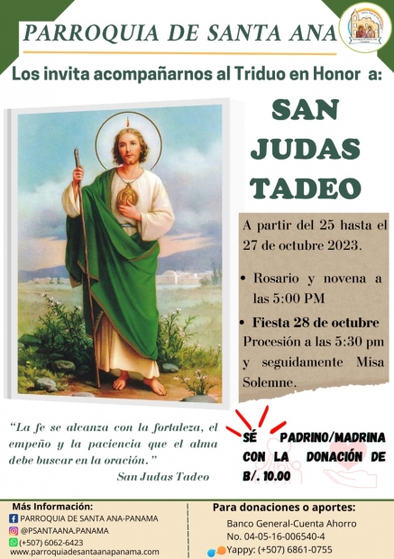 Triduo en honor a San Judas Tadeo.