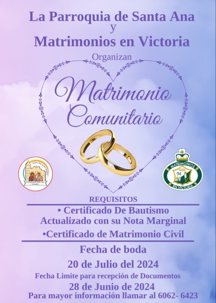 Matrimonios Comunitarios. Inscripciones Abiertas.