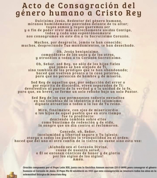 Solemnidad de Jesucristo Rey del Universo