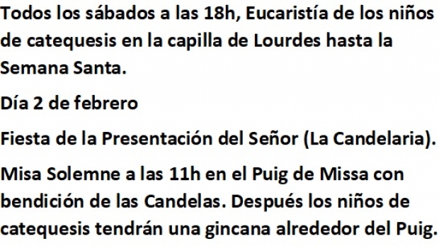 Catequesis y Candelaria 2025