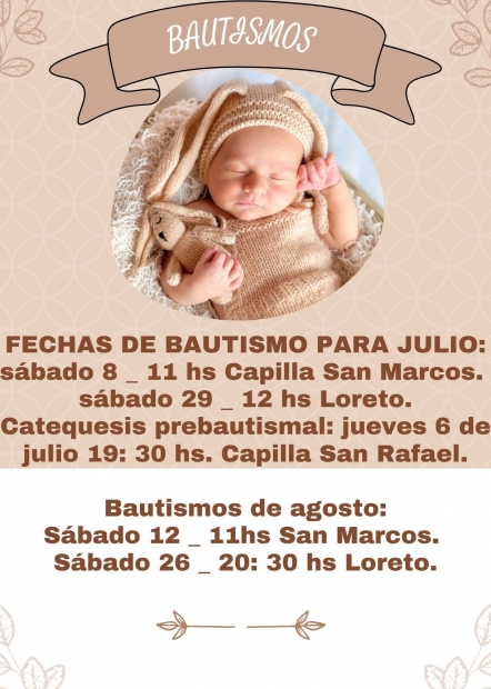 NUEVAS FECHAS DE BAUTISMOS