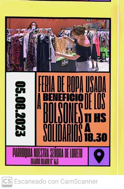 Este sbado 5 de agosto venta en el ropero a beneficio de Crdoba Urgencia Alimentara 