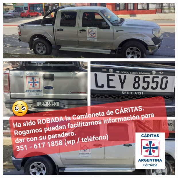 SE RUEGA INFORMACIN SOBRE EL PARADERO DE LA CAMIONETA ROBADA A CRITAS