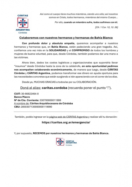 Llamado a colaborar con Baha Blanca
