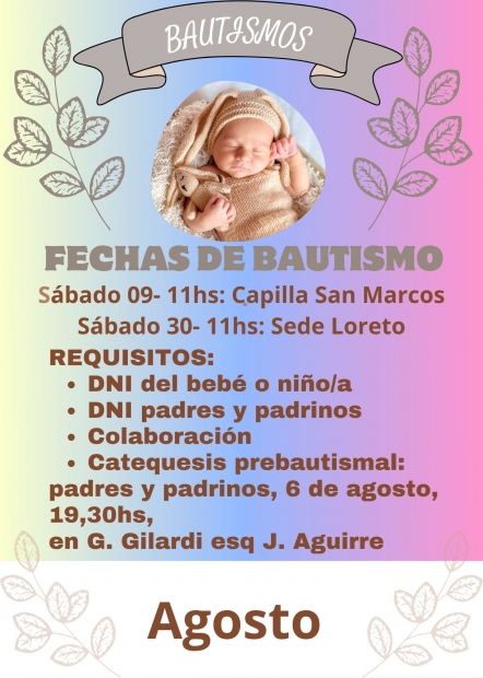 BAUTISMOS EN AGOSTO