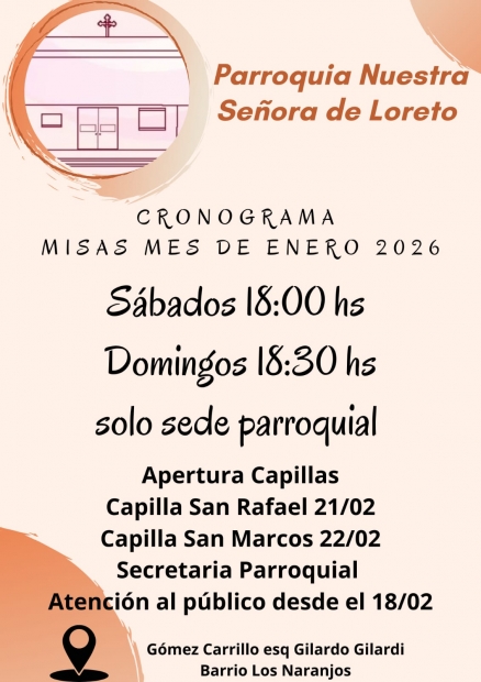 Misas en Loreto durante enero y cu�ndo vuelven las misas en las capillas