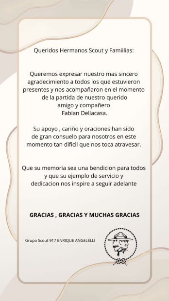 Que la memoria de Fabi�n Dellacasa sea bendici�n para todos