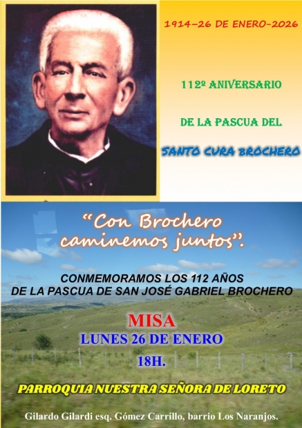 El lunes 26 misa de Brochero
