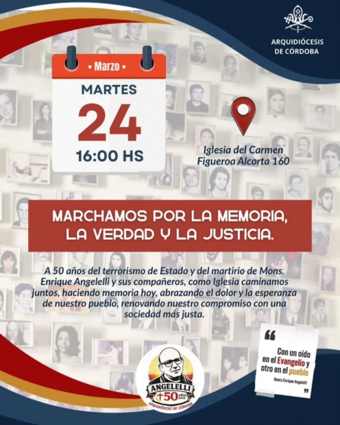 Como Iglesia caminamos juntos haciendo memoria en el 50 aniversario del martirio de Angelelli