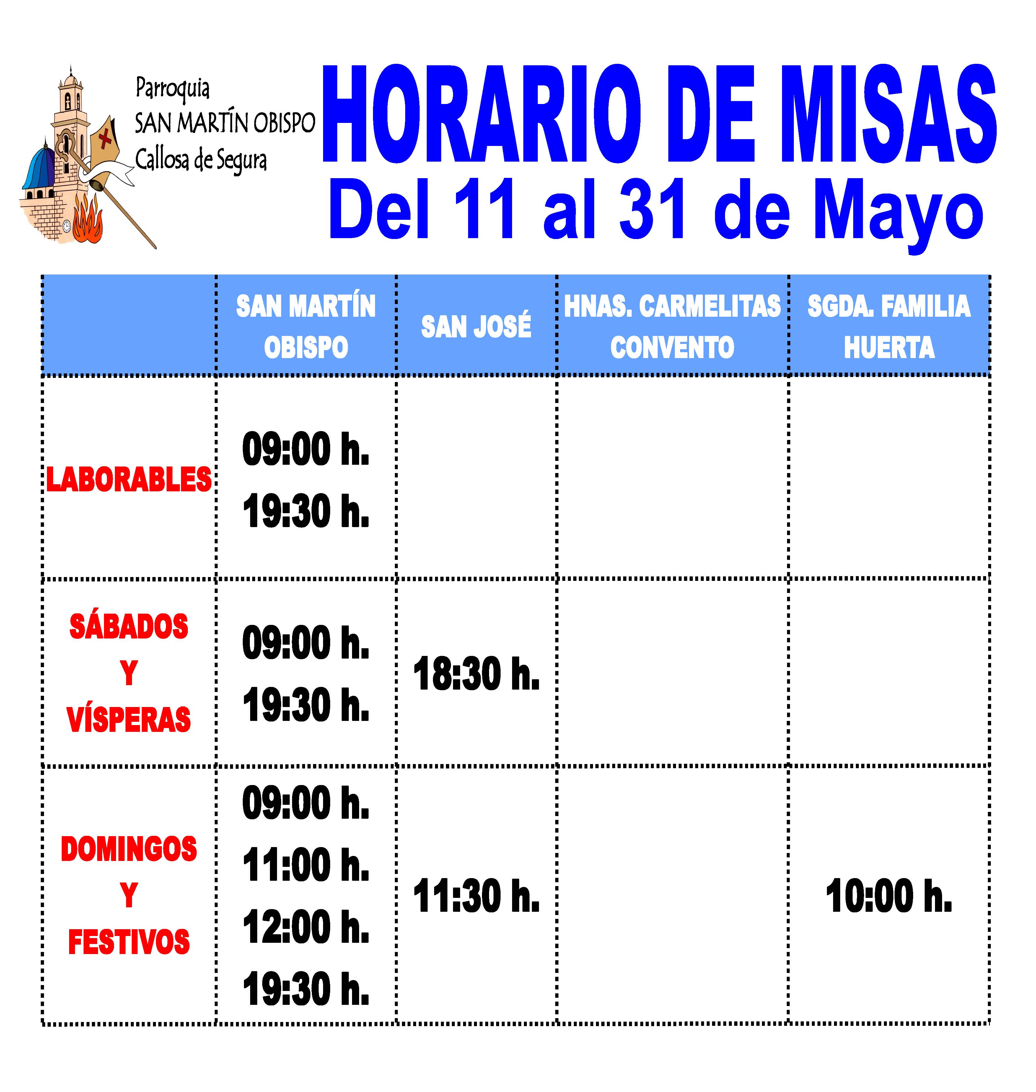 Nuevo Horario de Misas