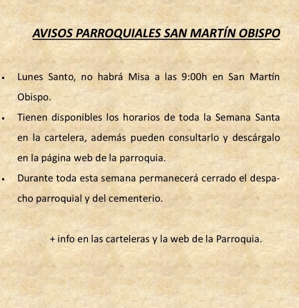 AVISOS PARROQUIALES 26 marzo - 1 abril