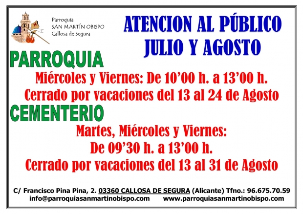 atenci�n al p�blico en verano