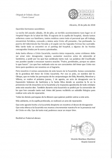ACTO DE DESAGRAVIO CON LA EXPOSICI�N SOLEMNE DEL SANT�SIMO Y SANTA MISA