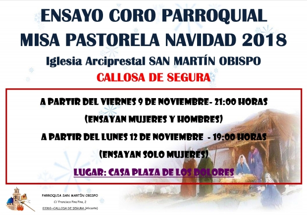 ENSAYO CORO PARROQUIAL MISA PASTORELA 2018