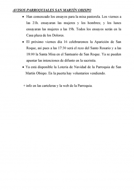 AVISOS PARROQUIA SAN MARTIN 12-18 NOVIEMBRE