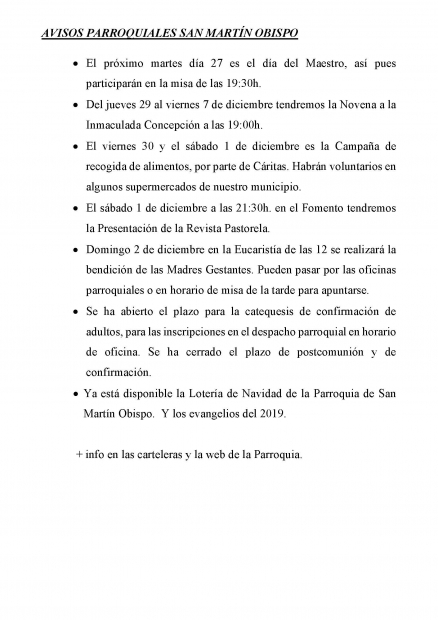 AVISOS PARROQUIA SAN MART�N 26-2 DICIEMBRE
