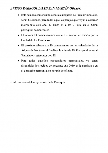 AVISOS PARROQUIA SAN MARTIN 14-20