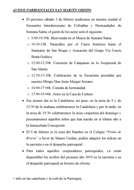 Avisos Parroquiales 