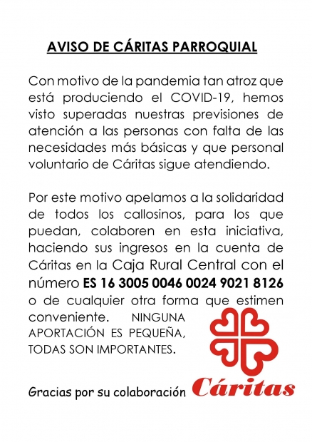 Comunicado de Caritas