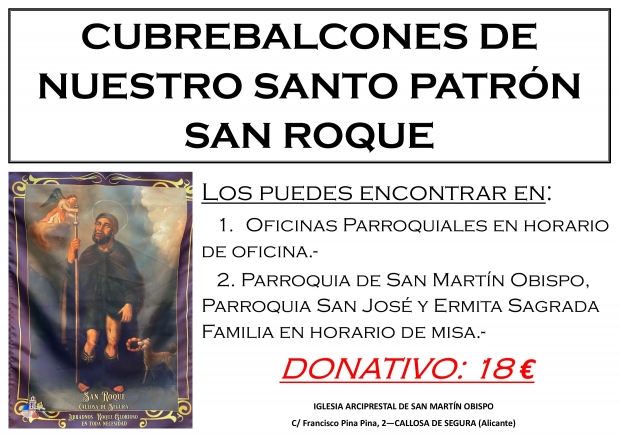 CUBREBALCONES DE NUESTRO SANTO PATR�N SAN ROQUE