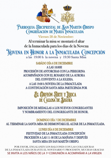 Actos en honor a la Inmaculada Concepci�n