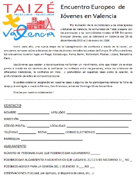 ENCUENTRO EUROPEO DE JVENES DE TAIZ EN VALENCIA.