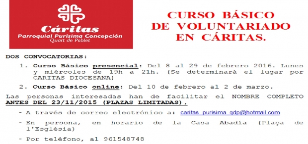 CURSO BSICO DE VOLUNTARIADO DE CRITAS